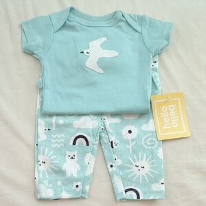 Hello Bello - Organic Seagull Bird Shorts Set - Newborn